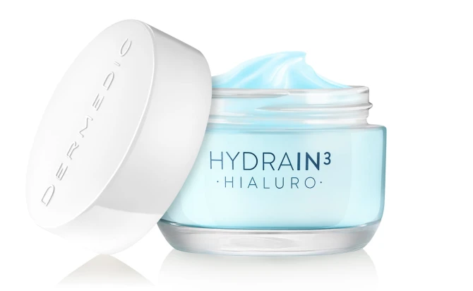 DERMEDIC HYDRAIN 3 HIALURO krem-żel ultranawilżający 50 ml, słoik otwarty z nakrętką.jpg