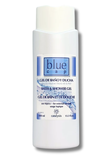 BLUE CAP Żel Do Mycia Zmniejsza i Eliminuje Złuszczanie Się Naskórka, Świąd, Pieczenie i Podrażnienia Skóry - 400 ml.png