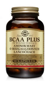 SOLGAR BCAA Plus AMINOKWASY o Rozgałęzionych Łańcuchach Na odbudowę mięśni po wysiłku 50 kapsułek