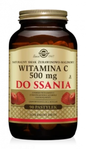 SOLGAR Witamina C 500 mg (Smak Żurawinowo-Malinowy) - 90 Pastylek Do Ssania