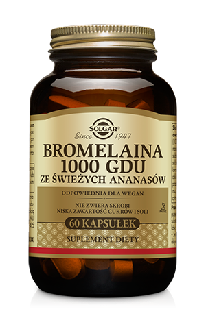 SOLGAR Bromelaina 1000 GDU Ze Świeżych Ananasów Na Wsparcie Procesu Trawienia Białek - 60 Kapsułek