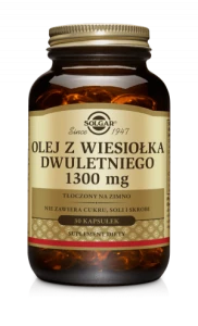 SOLGAR OLEJ Z WISIOŁKA DWULETNIEGO 1300 mg Wspiera utrzymania prawidłowego poziomu cholesterolu we krwi 30 kapsułek