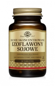 SOLGAR SILNIE SKONCENTROWANE IZOFLAWONY SOJOWE dla kobiet w czasie i po menopauzie dla zmniejszenia uderzeń gorąca, poprawy nastroju i krążenia30 tabletek
