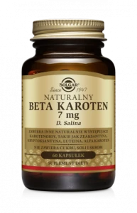 SOLGAR NATURALNY BETA KAROTEN 7 mg Na zdrową skórę, wzrok, odporność 60 kapsułek