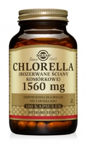 SOLGAR CHLORELLA 1560 mg Dla wsparcia układu pokarmowego, zmniejszenia uczucia zmęczenia 100 kapsułekodpornościowego, 