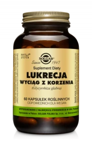 SOLGAR Lukrecja Wyciąg Z Korzenia Pomaga Utrzymać Prawidłowe Funkcjonowanie Błon Śluzowych W Żołądku - 60 Kapsułek