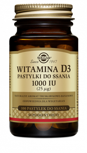 SOLGAR Witamina D3 - 100 Pastylek Do Ssania