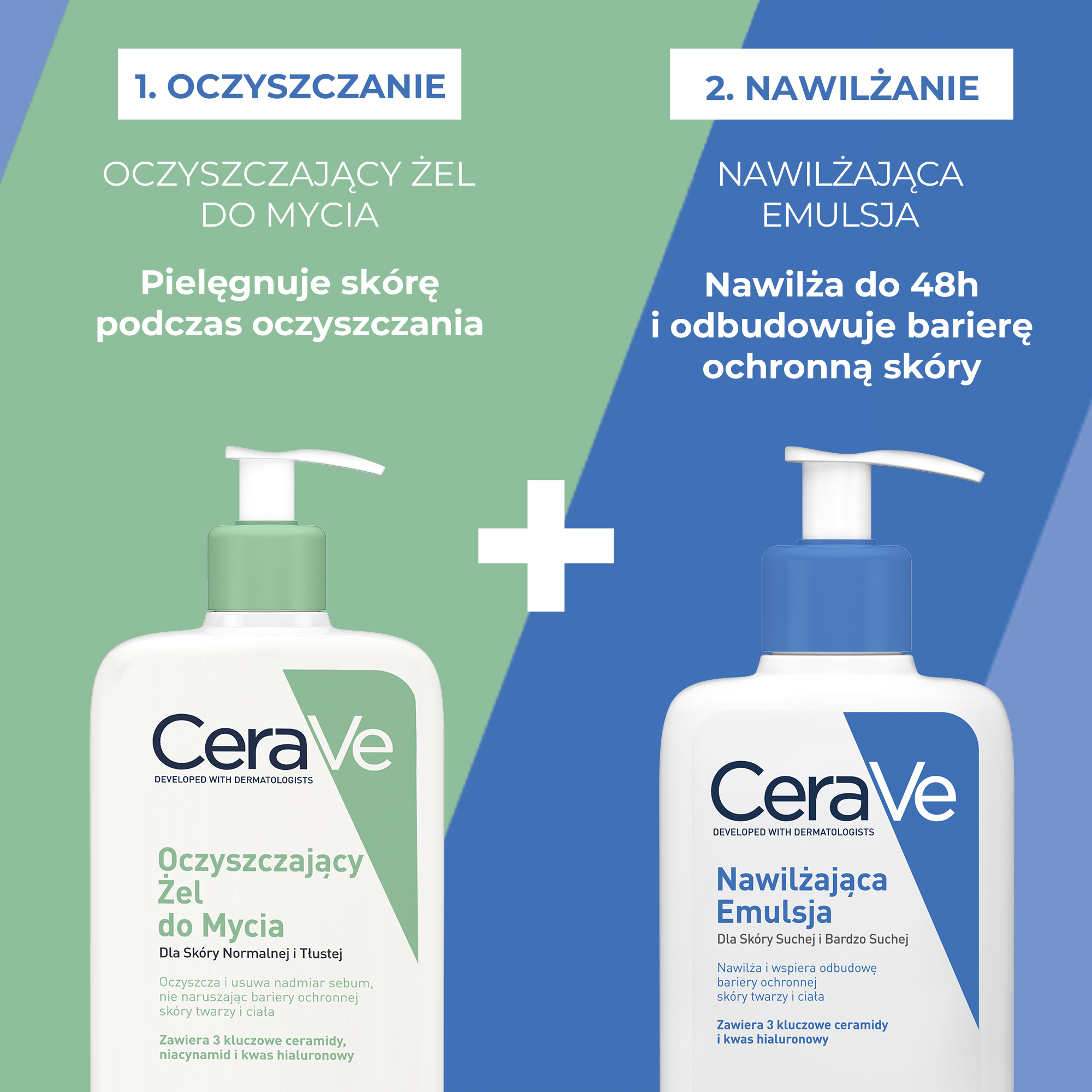 CERAVE Zestaw Dla Skóry Normalnej i Suchej: Oczyszczający Żel do Mycia